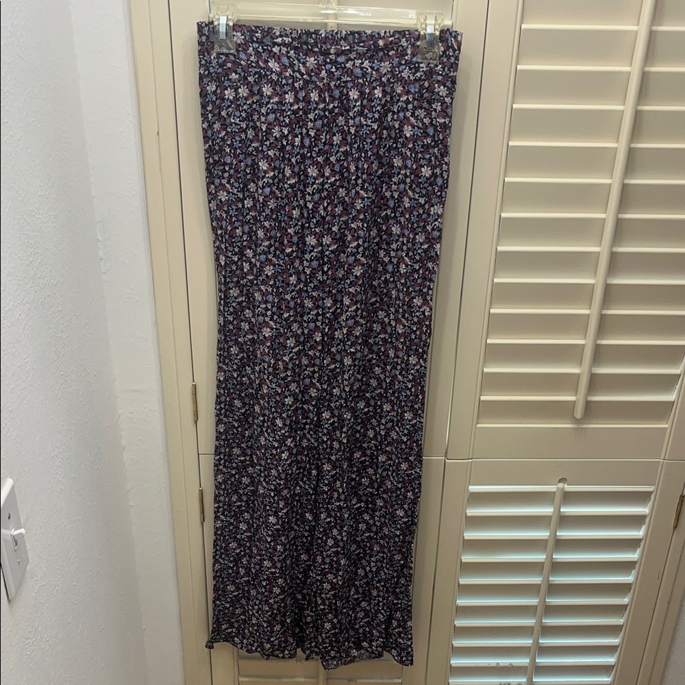 Floral Wide Leg pants- navy and purple